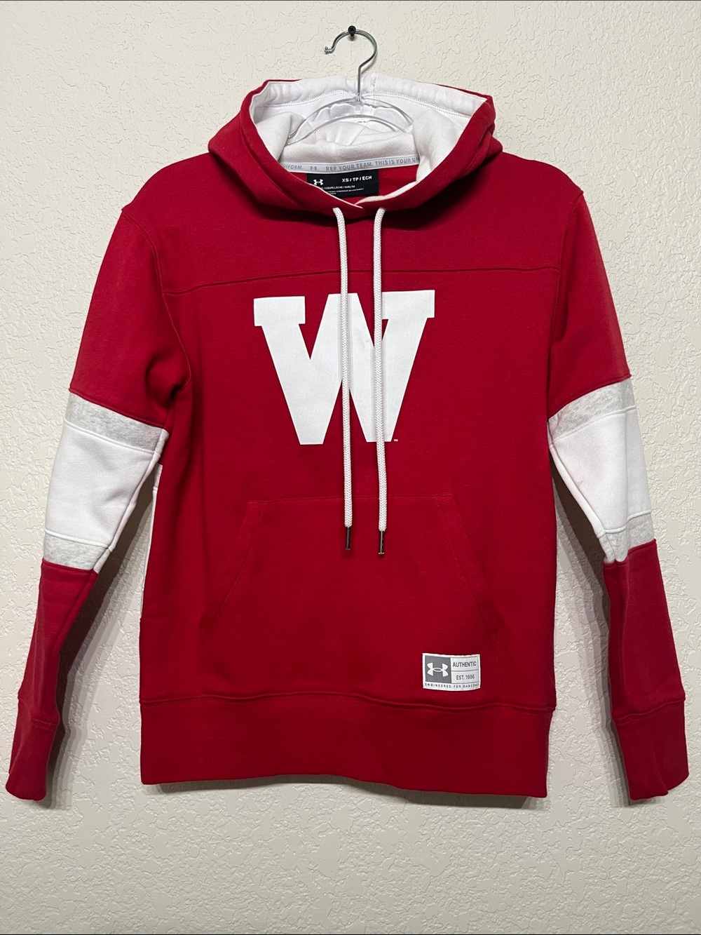 Under Armour Red Women’s Size XS Hoodie with White 'W' Wisconsin